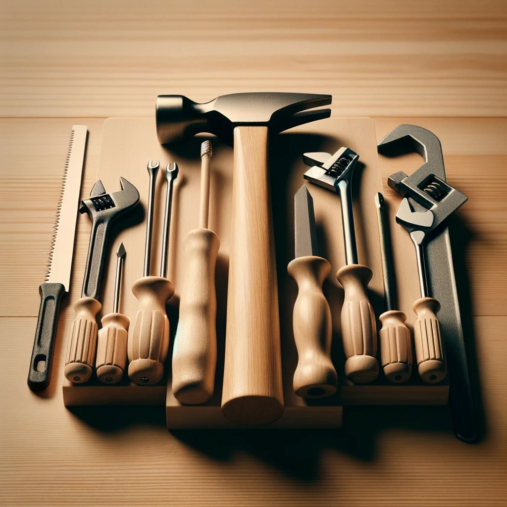 Une rangée d'outils de bricolage alignés en signe de solidarité